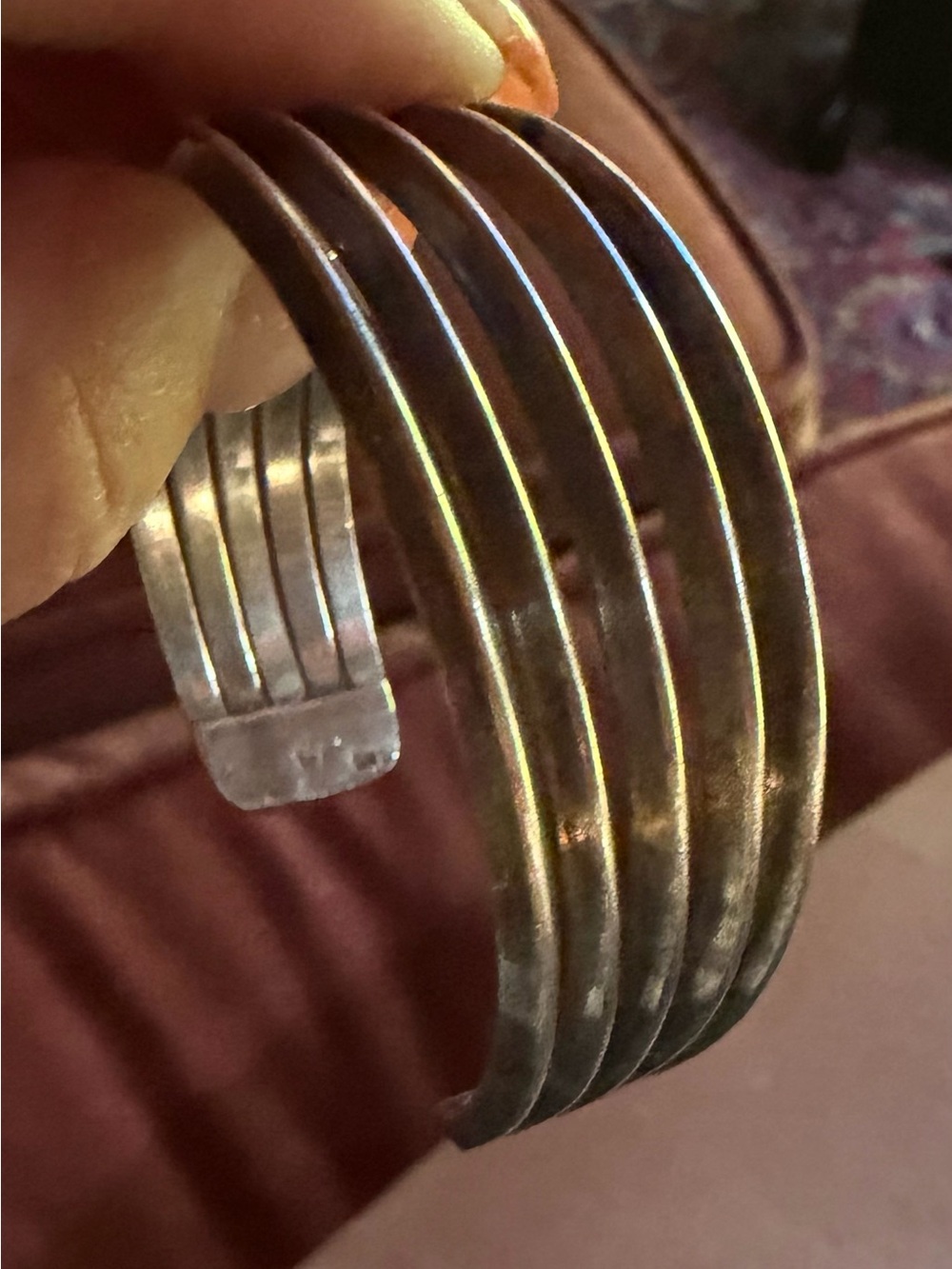 Vintage Bent Larsen Banded Cuff Bracelet - 925 Sterling Silver Denmark Designer